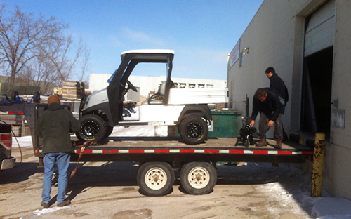 Loading the EV for shipping to Garden Hill