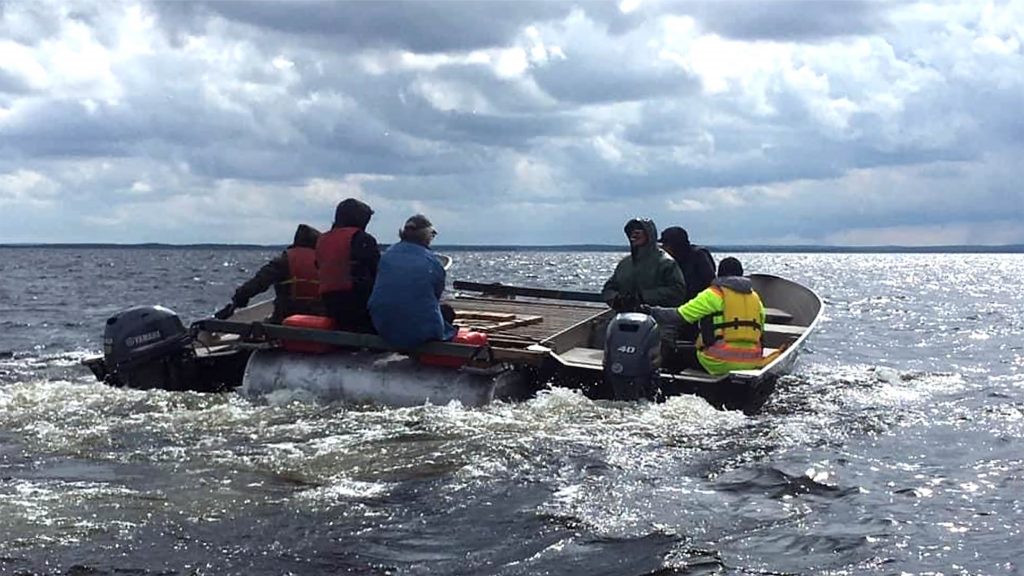 Prototype barge underway with load